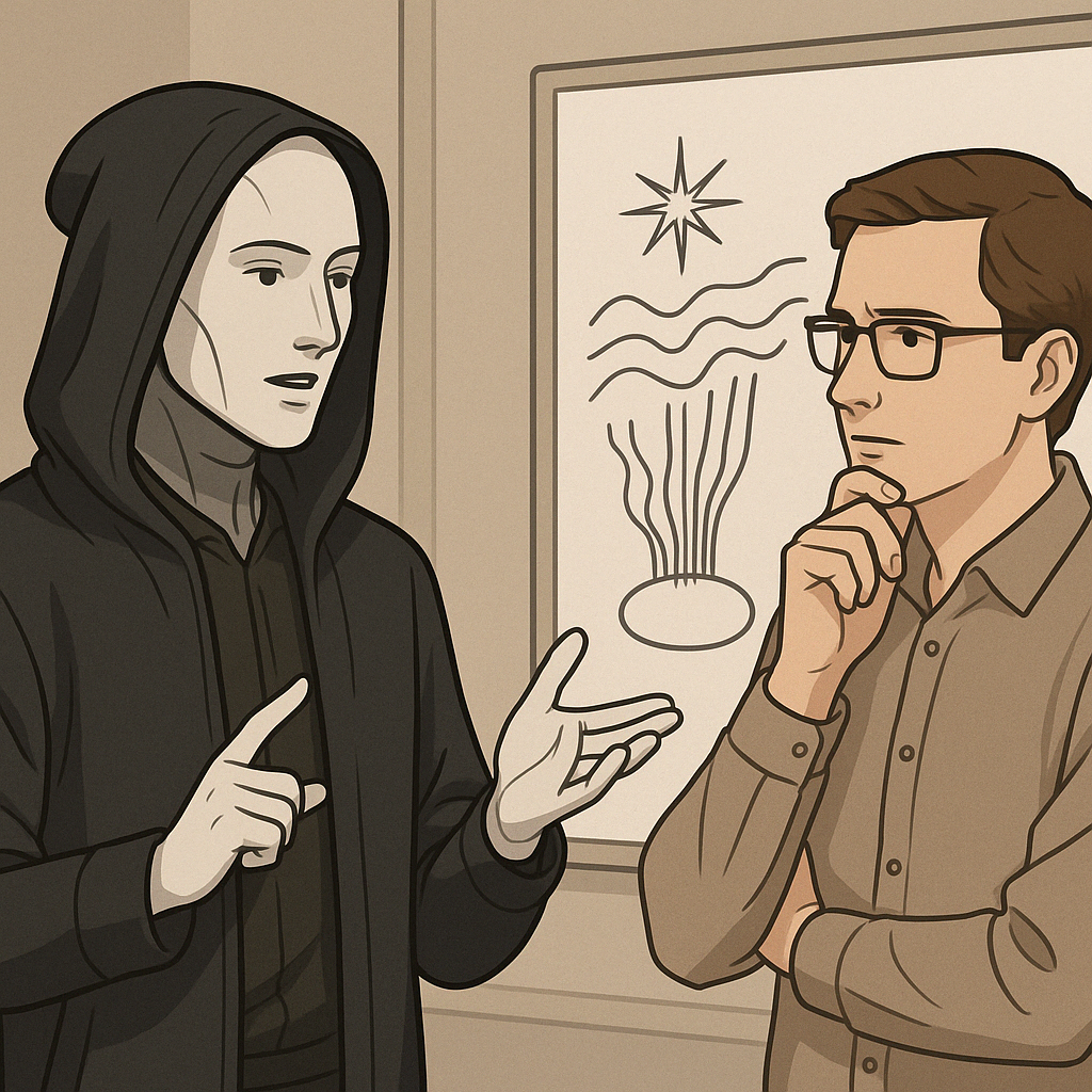 I asked the AI to draw a picture of our conversation