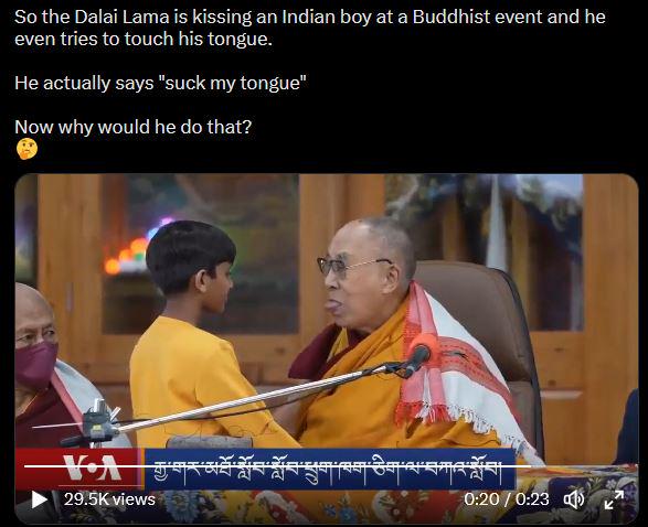 87 Year Old Dalai Lama Sexually Assaulting a Young Indian Boy