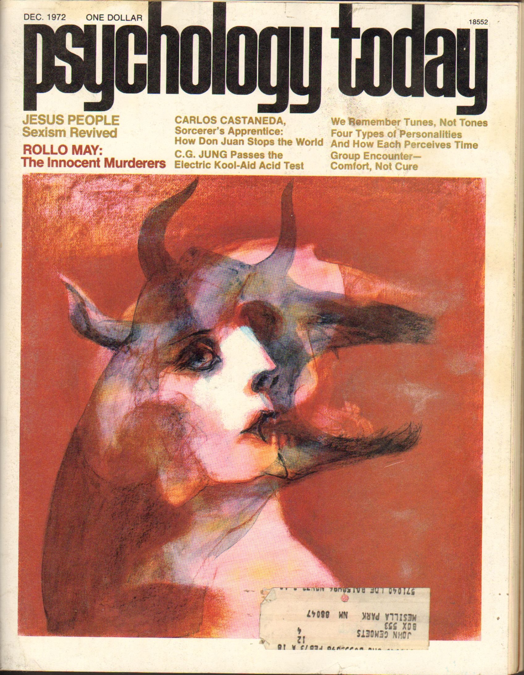 Cover of this issue of Psychology Today - December 1972