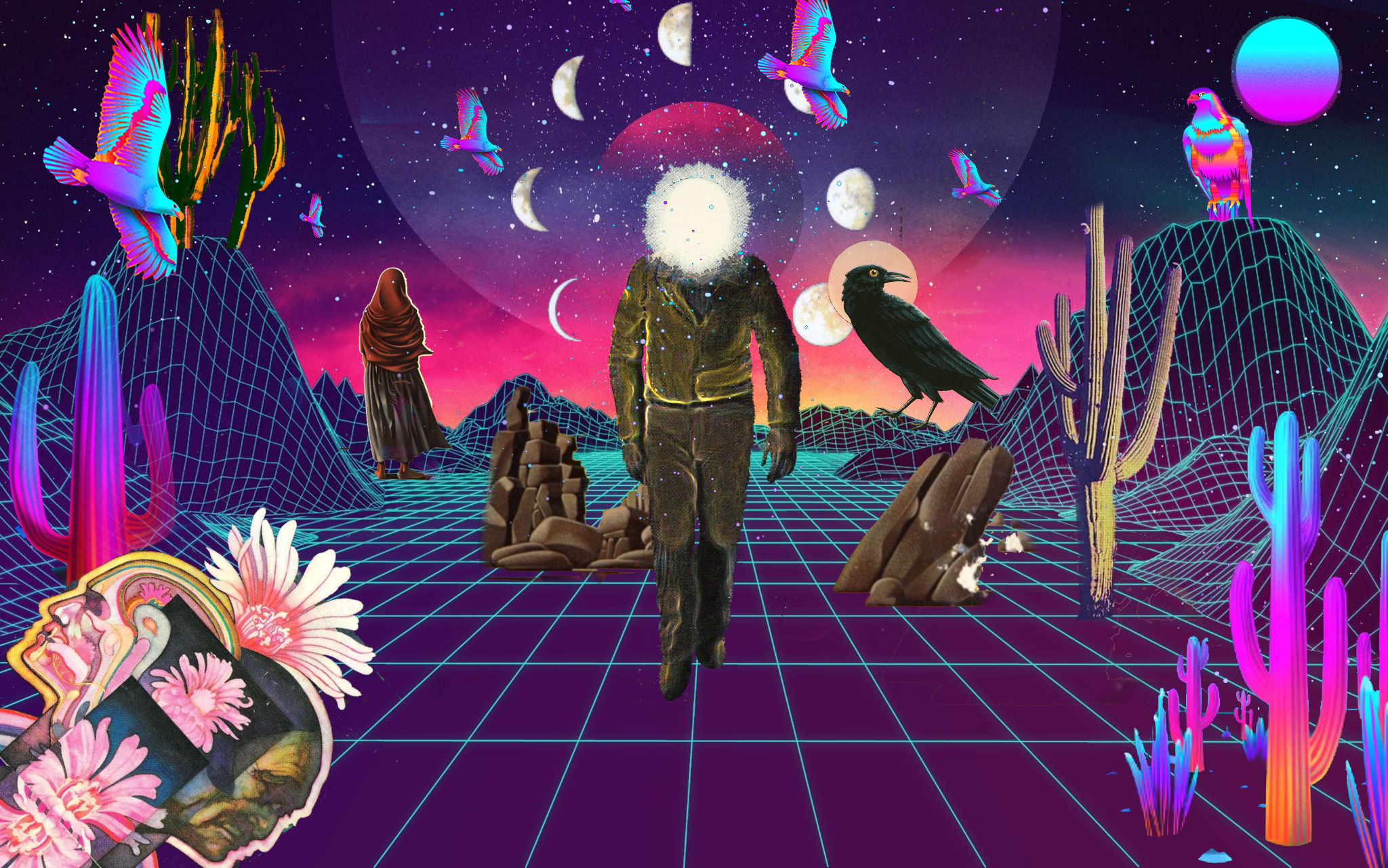 collage desktop background created to remind myself to get silent