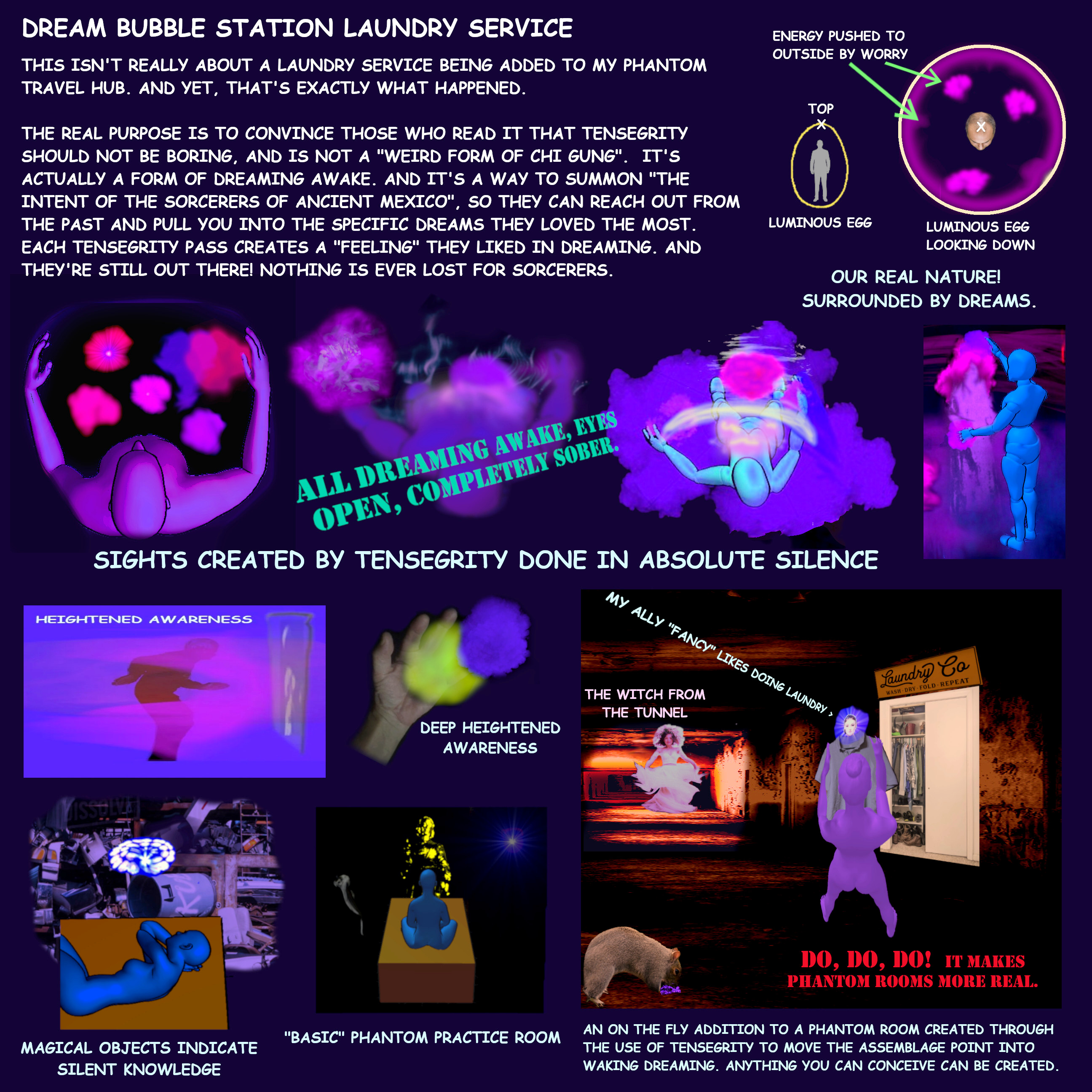 Mostly recycled older pics. Don't have time to show Tensegrity passes inside dreams.